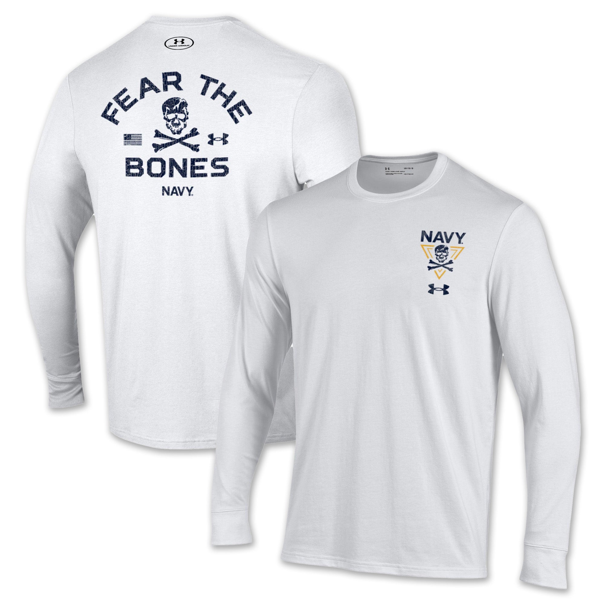 Navy Under Armour Fear the Bones Long Sleeve T-Shirt (White
