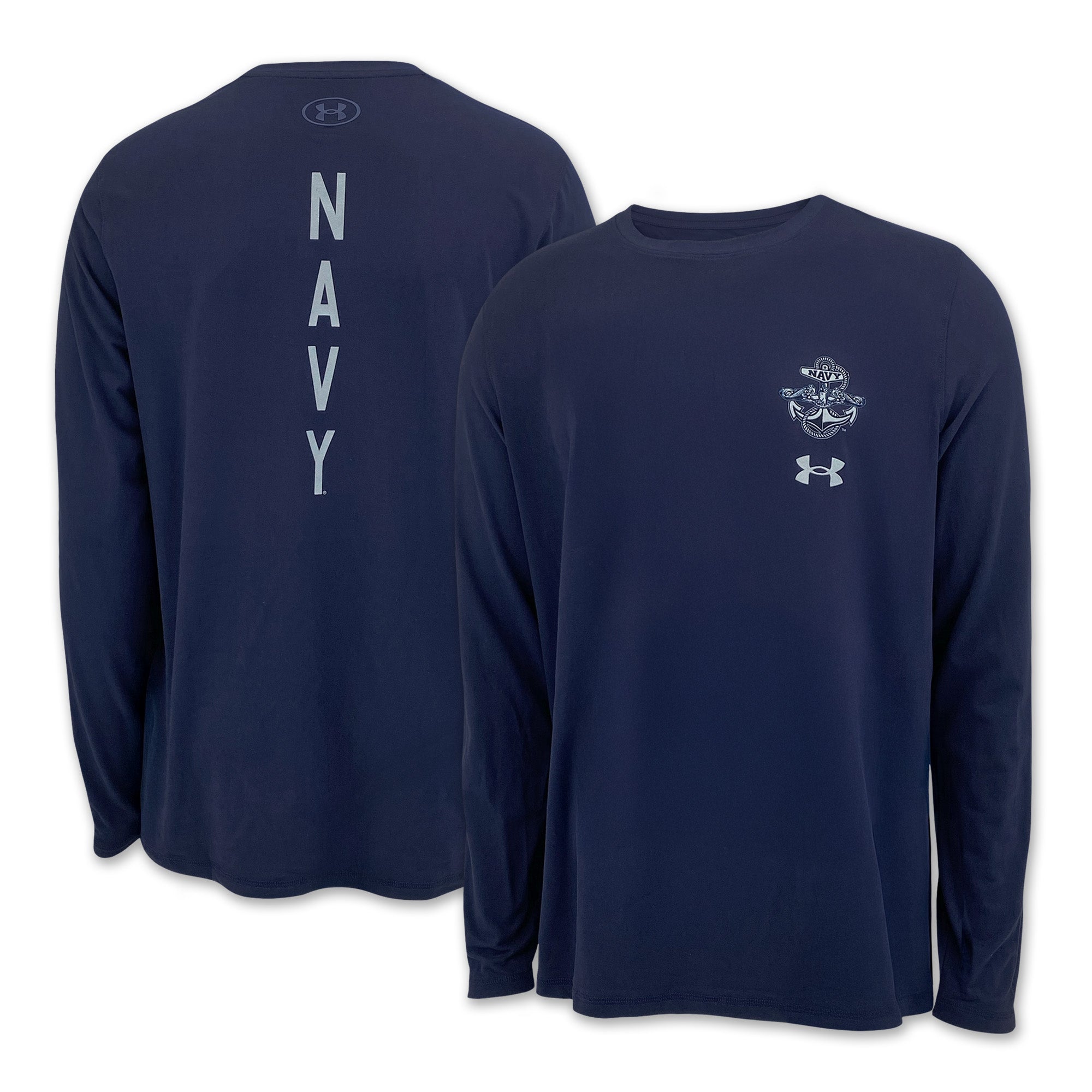 Navy Under Armour Anchor Silent Service Spine Long Sleeve T-Shirt