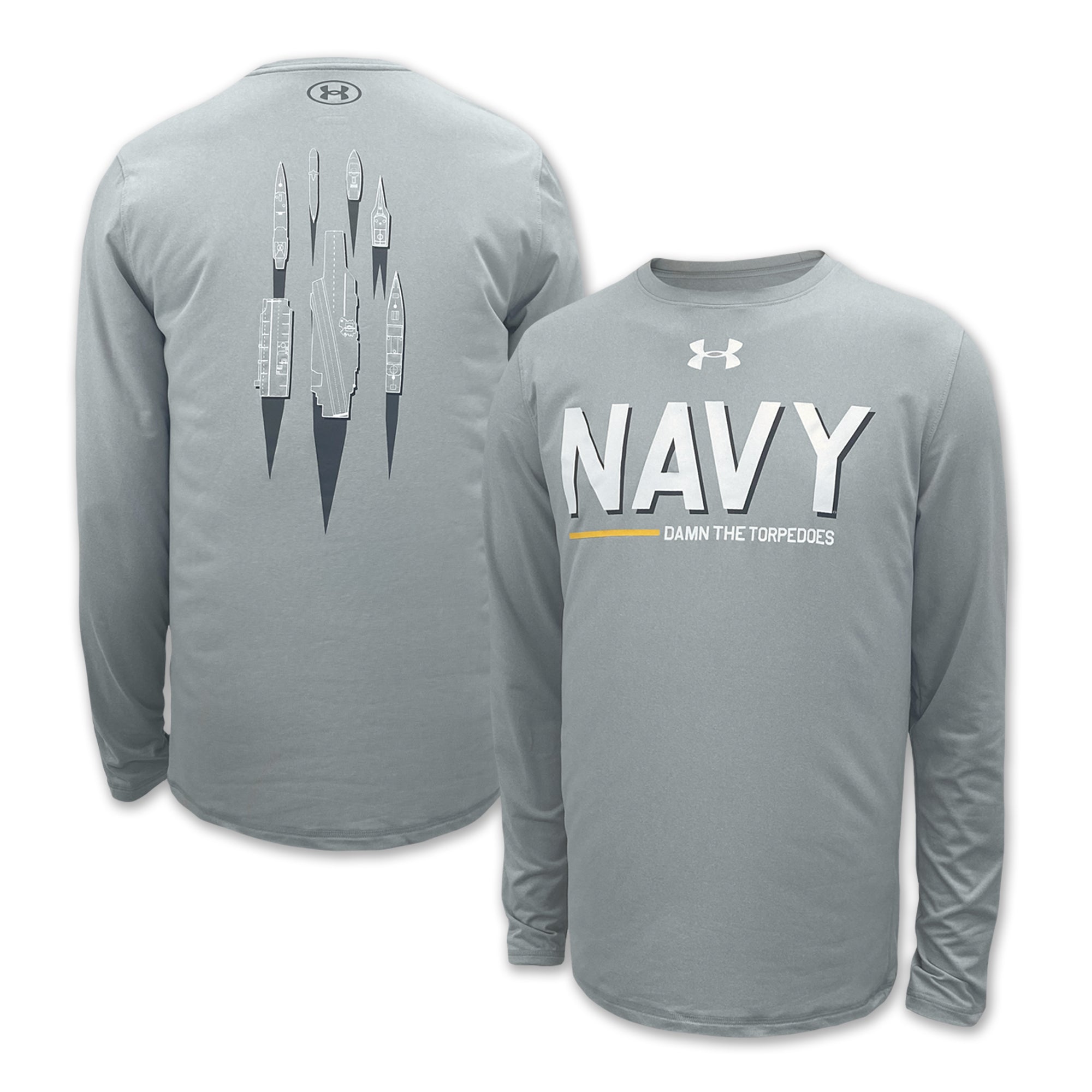 Navy Under Armour Damn the Torpedoes Ship Long Sleeve T-Shirt