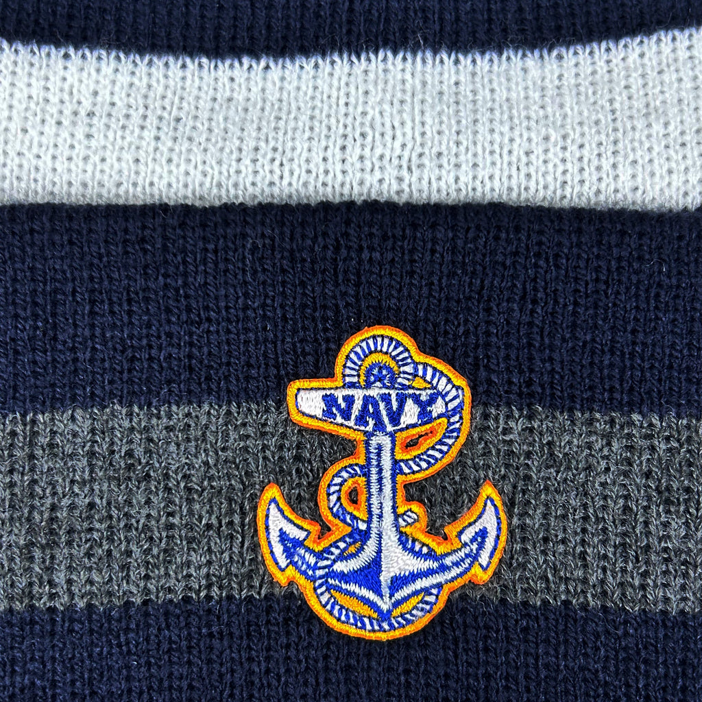 Navy Anchor Primetime Knit Pom Beanie (Navy)