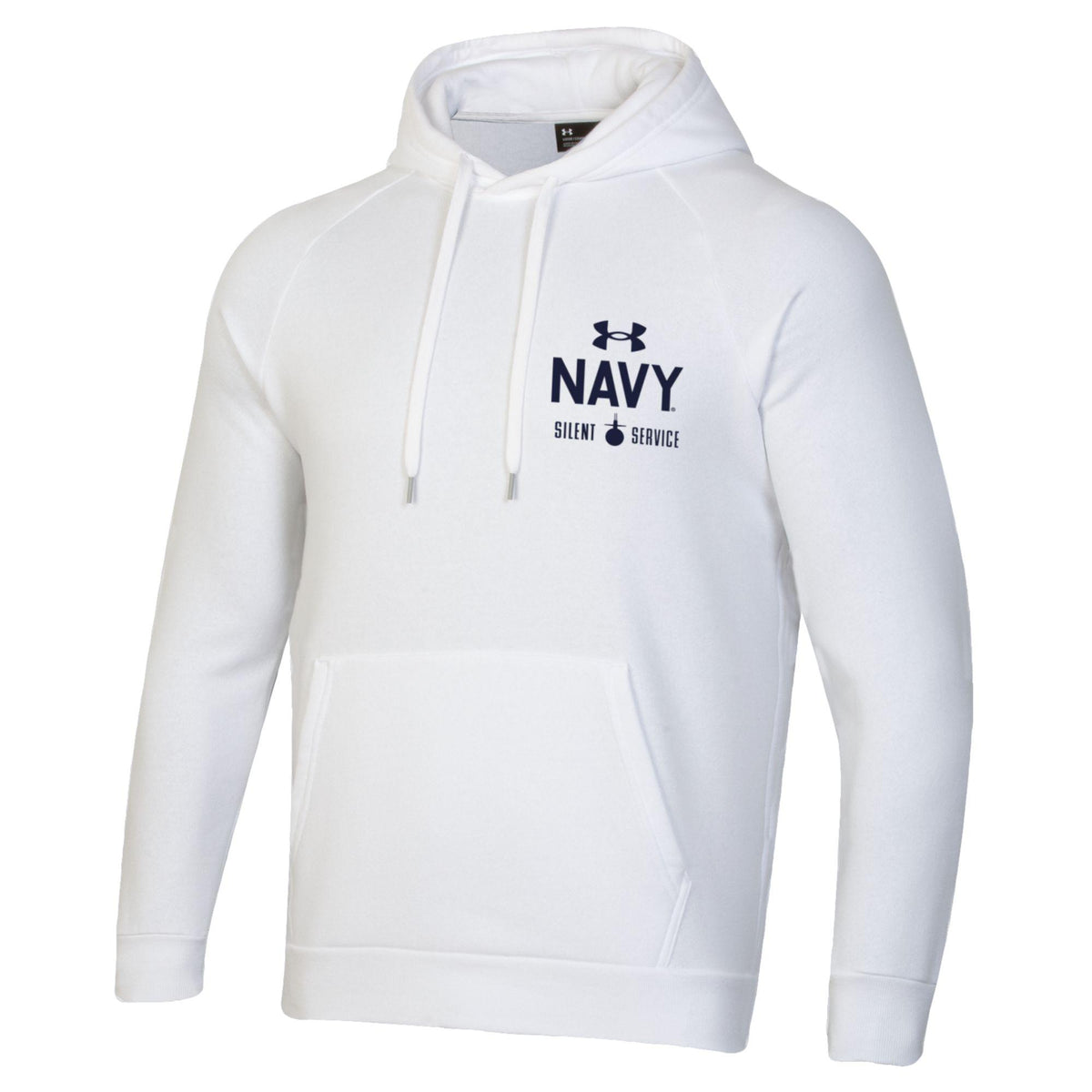 Navy Under Armour Anchor Silent Service Performance Cotton Hood White