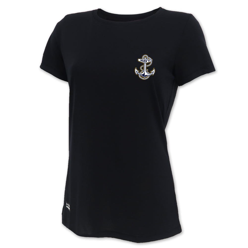 Navy Anchor Ladies Under Armour Tac Tech T-Shirt (Black)