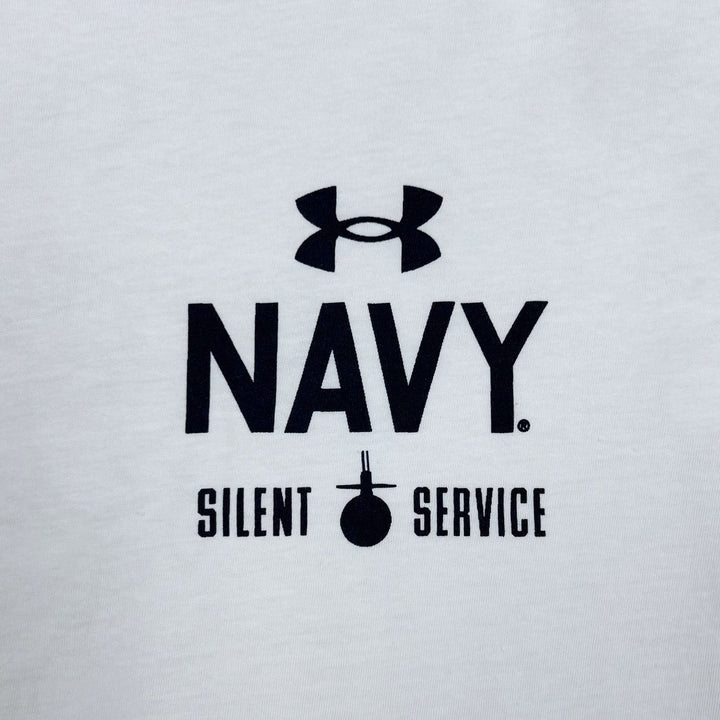 Navy Under Armour Anchor Silent Service Performance Cotton T-Shirt (White)