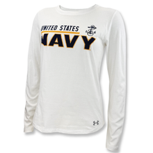 Load image into Gallery viewer, United States Navy Ladies Under Armour Long Sleeve T-Shirt (White)