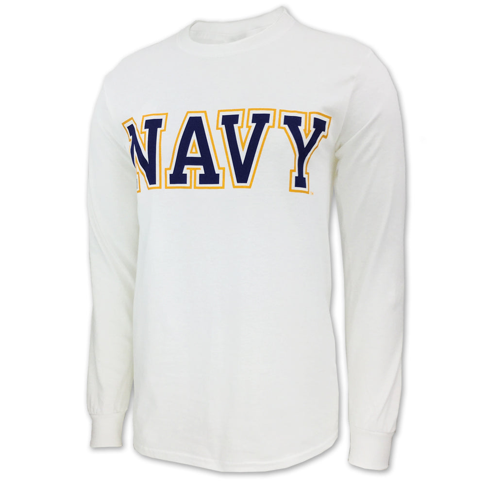 8egreedy long navyＴシャツ U.S. Navy T-Shirts: Navy Bold Core Long Sleeve T-Shirt in White