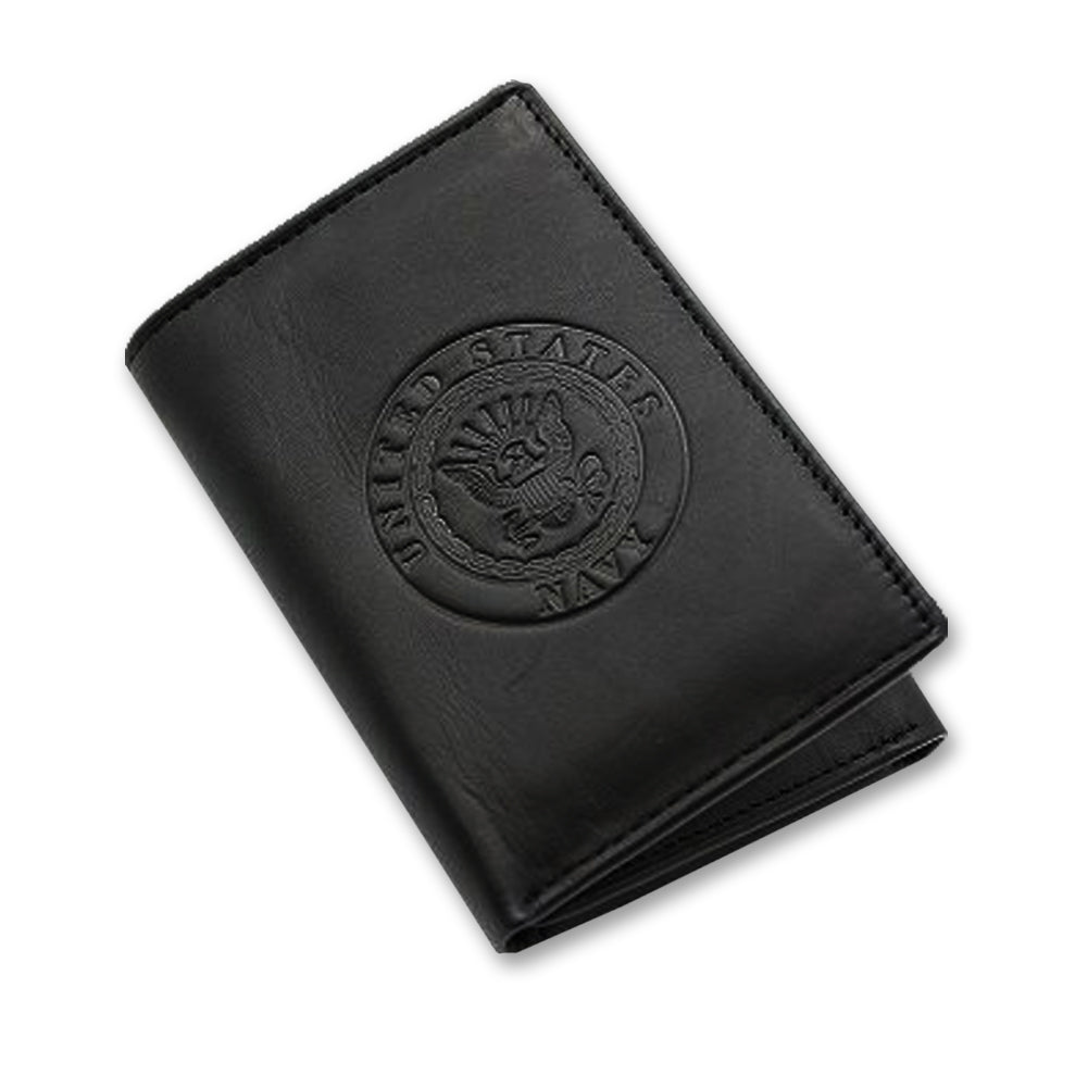 Navy Embossed Trifold Wallet – Navy Gear
