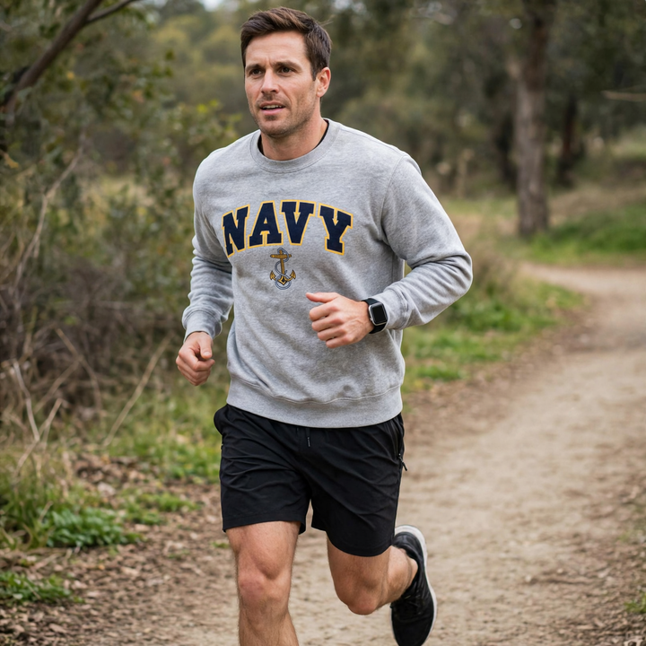 Navy Arch Anchor Crewneck (Grey)