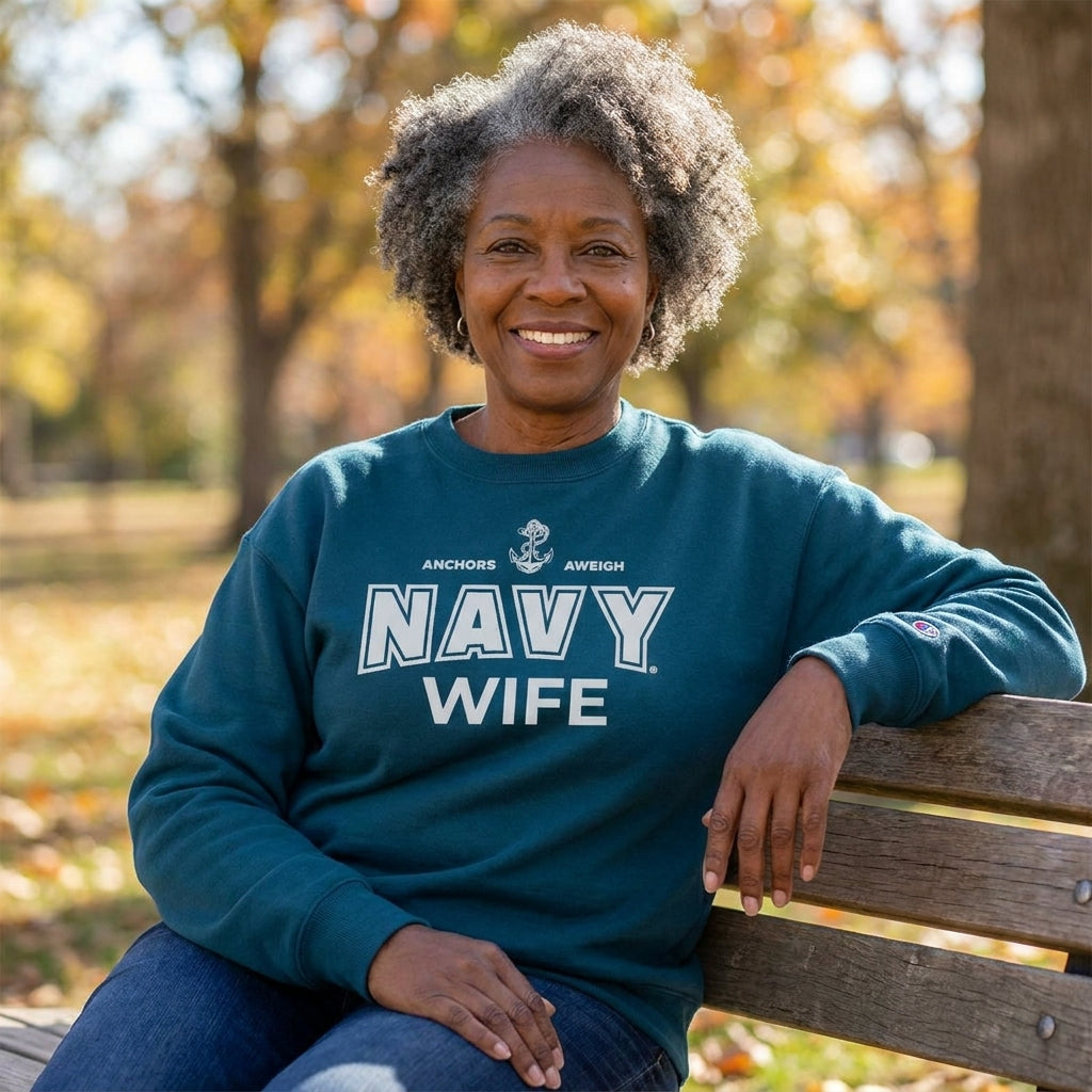 Navy Family Women's Champion Crewneck Sweatshirts