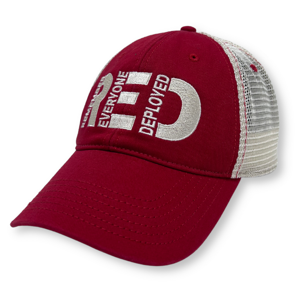 Remember Everyone Deployed Relaxed Twill Trucker Hat (Red)