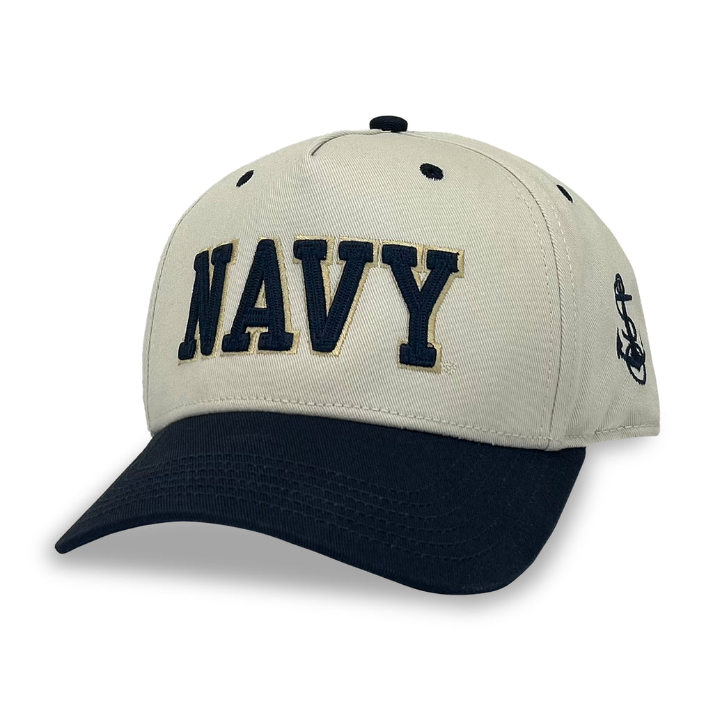 Navy Heritage Twill Adjustable Hat (Stone/Navy)