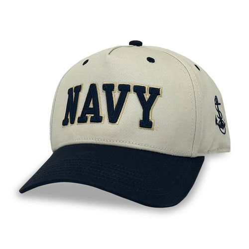 Navy Heritage Twill Adjustable Hat (Stone/Navy)