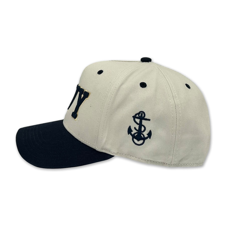 Navy Heritage Twill Adjustable Hat (Stone/Navy)