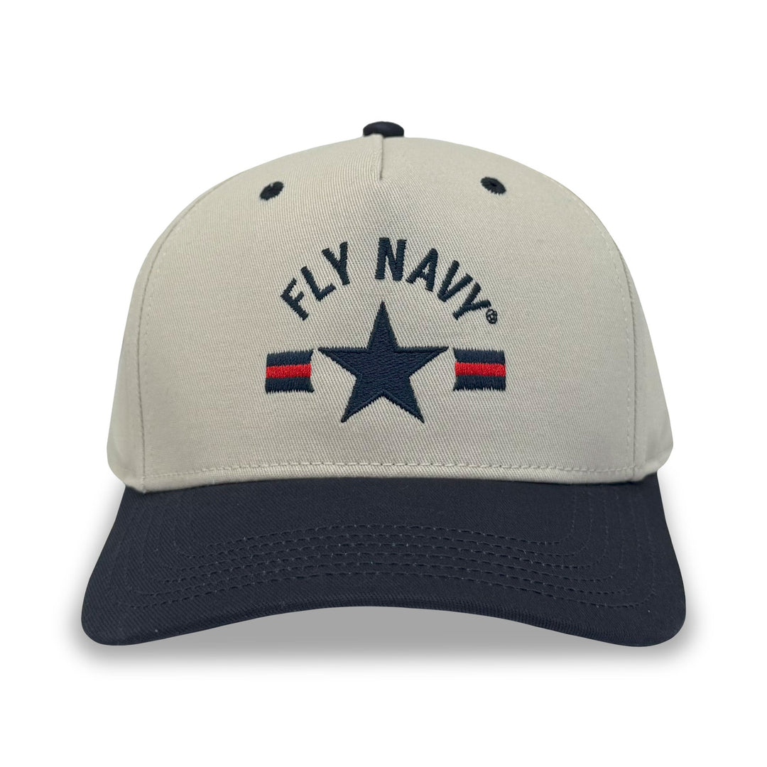 Navy Fly Navy Heritage Twill Adjustable Hat (Stone/Navy)