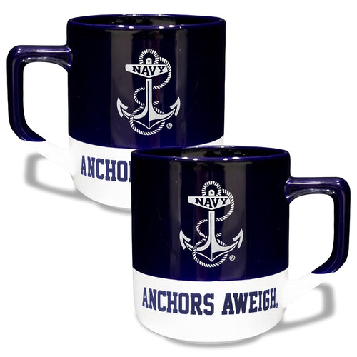 Navy Anchor 20oz Color Block Ceramic Mug (Colbalt/White)