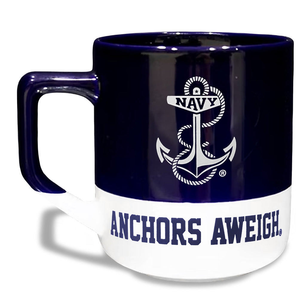 Navy Anchor 20oz Color Block Ceramic Mug (Colbalt/White)