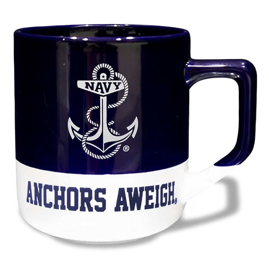 Navy Anchor 20oz Color Block Ceramic Mug (Colbalt/White)