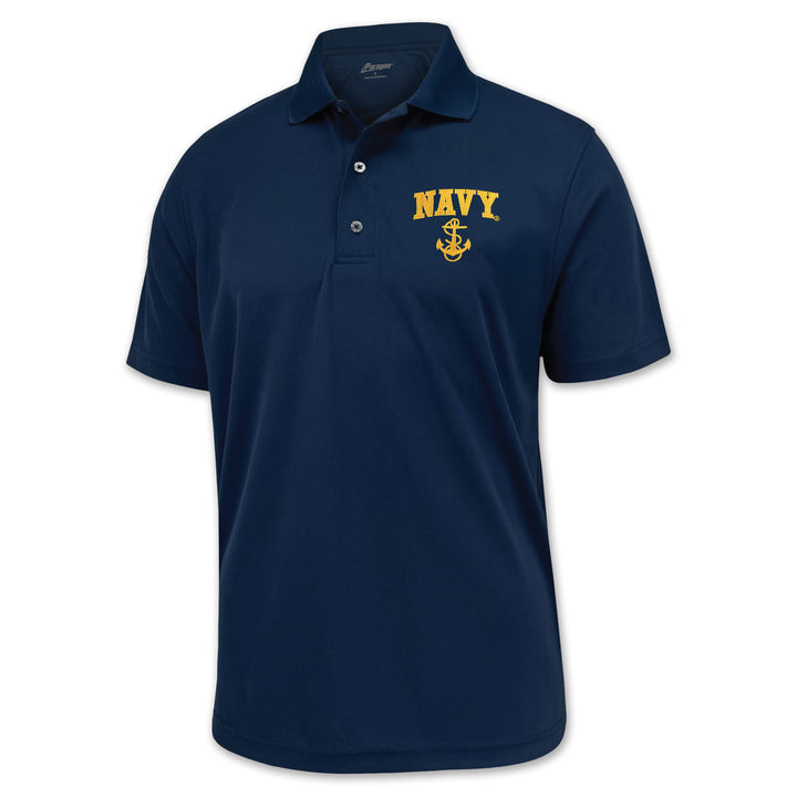 Navy Anchor Embroidered Performance Polo (Navy)