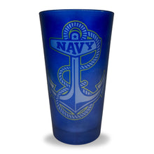 Load image into Gallery viewer, Navy Anchor Logo Frosted Mixing Glass Tumbler