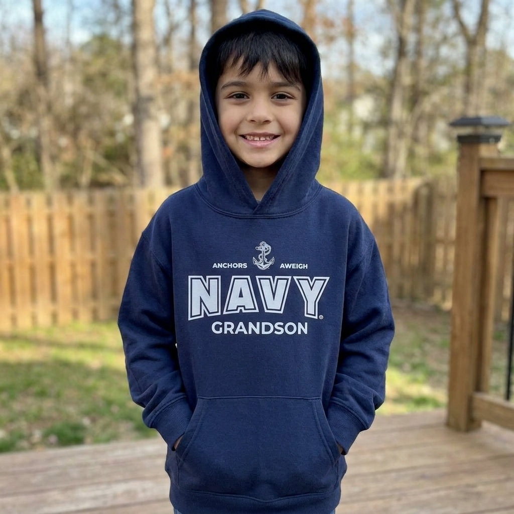 Navy Family Youth Hooded Sweatshirts