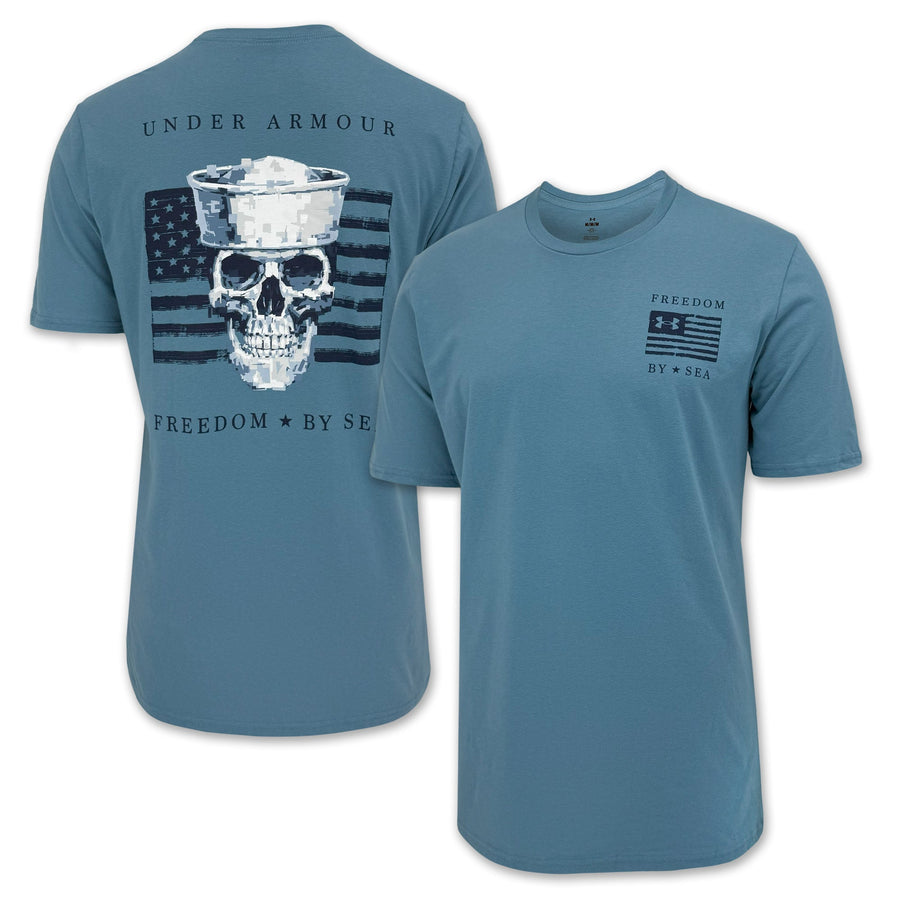 Navy Under Armour Freedom By Sea Skull T-Shirt (Blue)