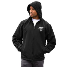 Load image into Gallery viewer, Navy Anchor Atmos Pro Fleece Lined Hooded Jacket (Black)