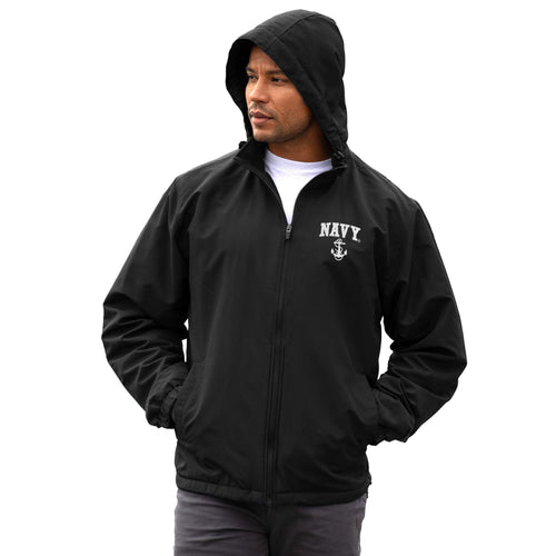 Navy Anchor Atmos Pro Fleece Lined Hooded Jacket (Black)