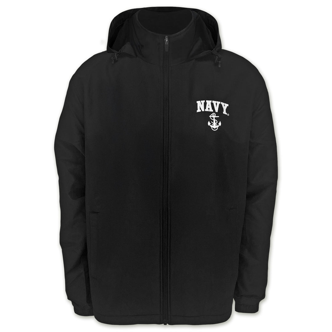 Navy Anchor Atmos Pro Fleece Lined Hooded Jacket (Black)