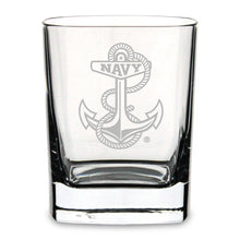 Load image into Gallery viewer, Navy Anchor Square 11.75oz Double Old Fashion Glass*