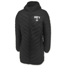 Load image into Gallery viewer, Navy Anchor Ladies Long Helio Insulated Coat (Black)