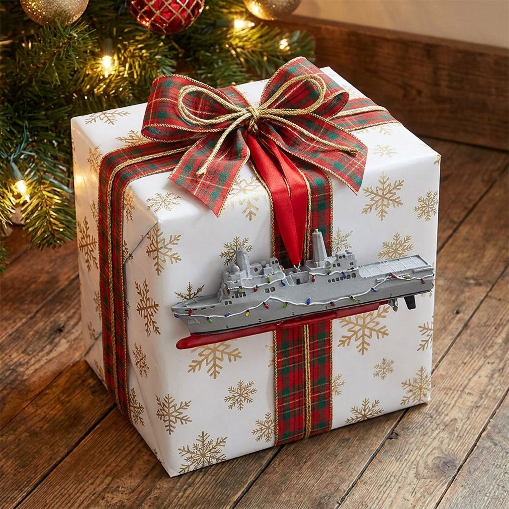 Navy Ship W/Christmas Lights Ornament