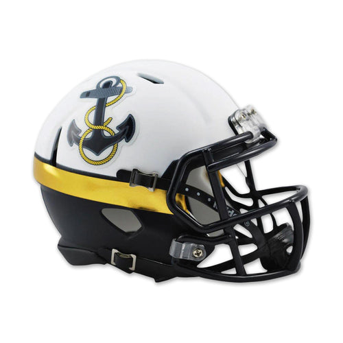 Navy Anchor Midshipmen Mini Speed Football Helmet (White)