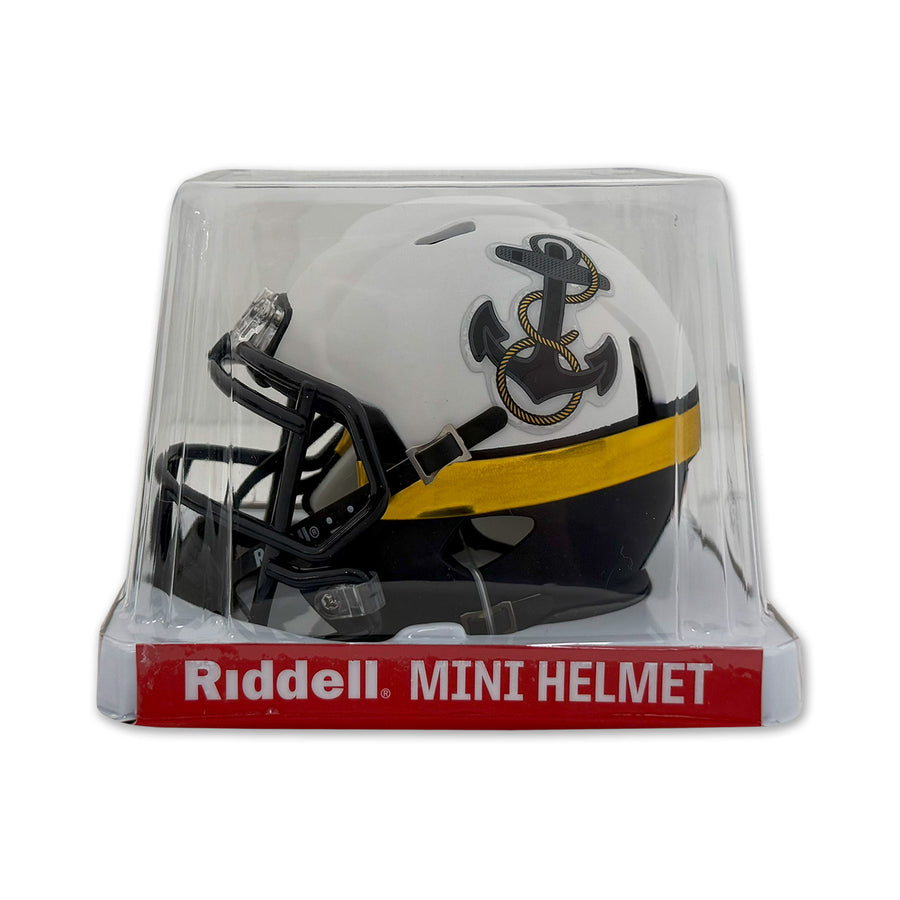 Navy Anchor Midshipmen Mini Speed Football Helmet (White)