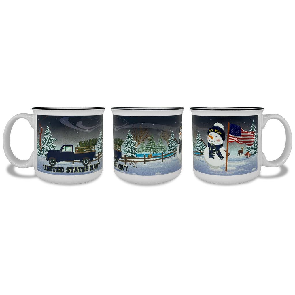 Navy Winter Scene 15oz Sublimated Campfire Mug (White)