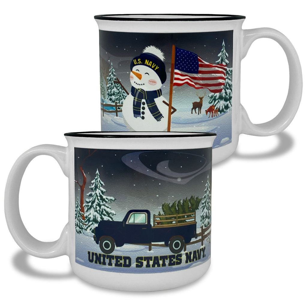 Navy Winter Scene 15oz Sublimated Campfire Mug (White)
