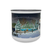 Load image into Gallery viewer, Navy Winter Scene 15oz Sublimated Campfire Mug (White)