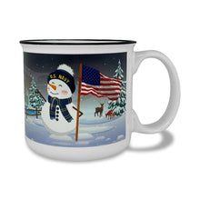Load image into Gallery viewer, Navy Winter Scene 15oz Sublimated Campfire Mug (White)