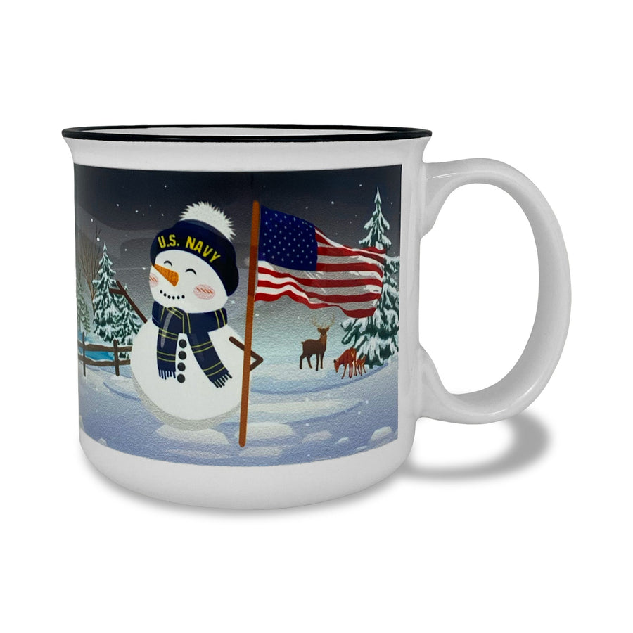 Navy Winter Scene 15oz Sublimated Campfire Mug (White)