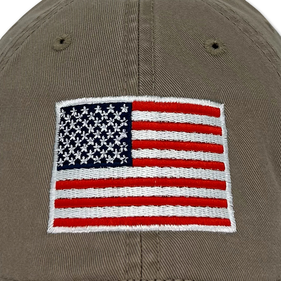 American Flag Relaxed Fit Hat (Khaki)