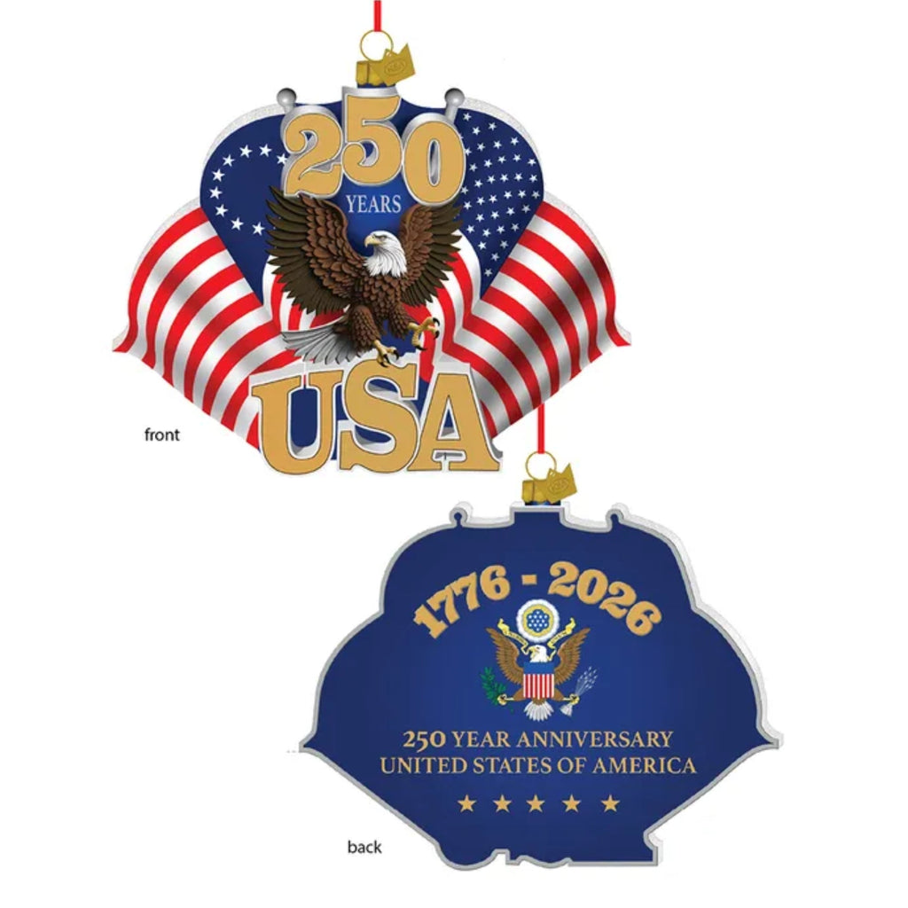 Glass 250th Anniversary U.S. Flag Ornament