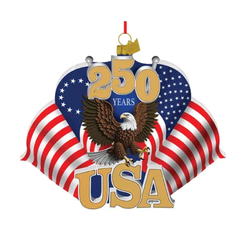 Glass 250th Anniversary U.S. Flag Ornament