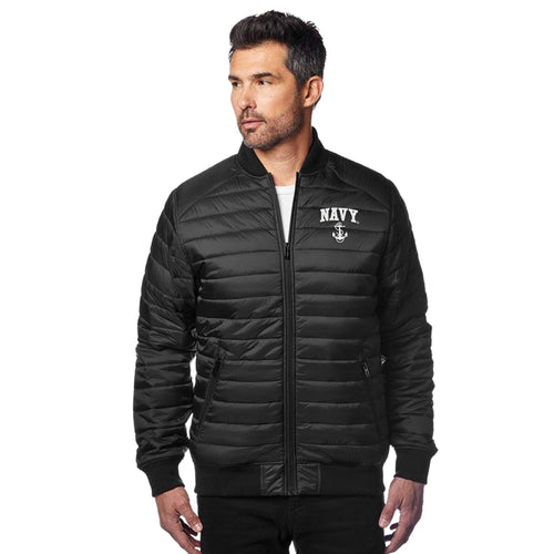 Navy Anchor Paradox Polyloft Bomber Jacket (Black)
