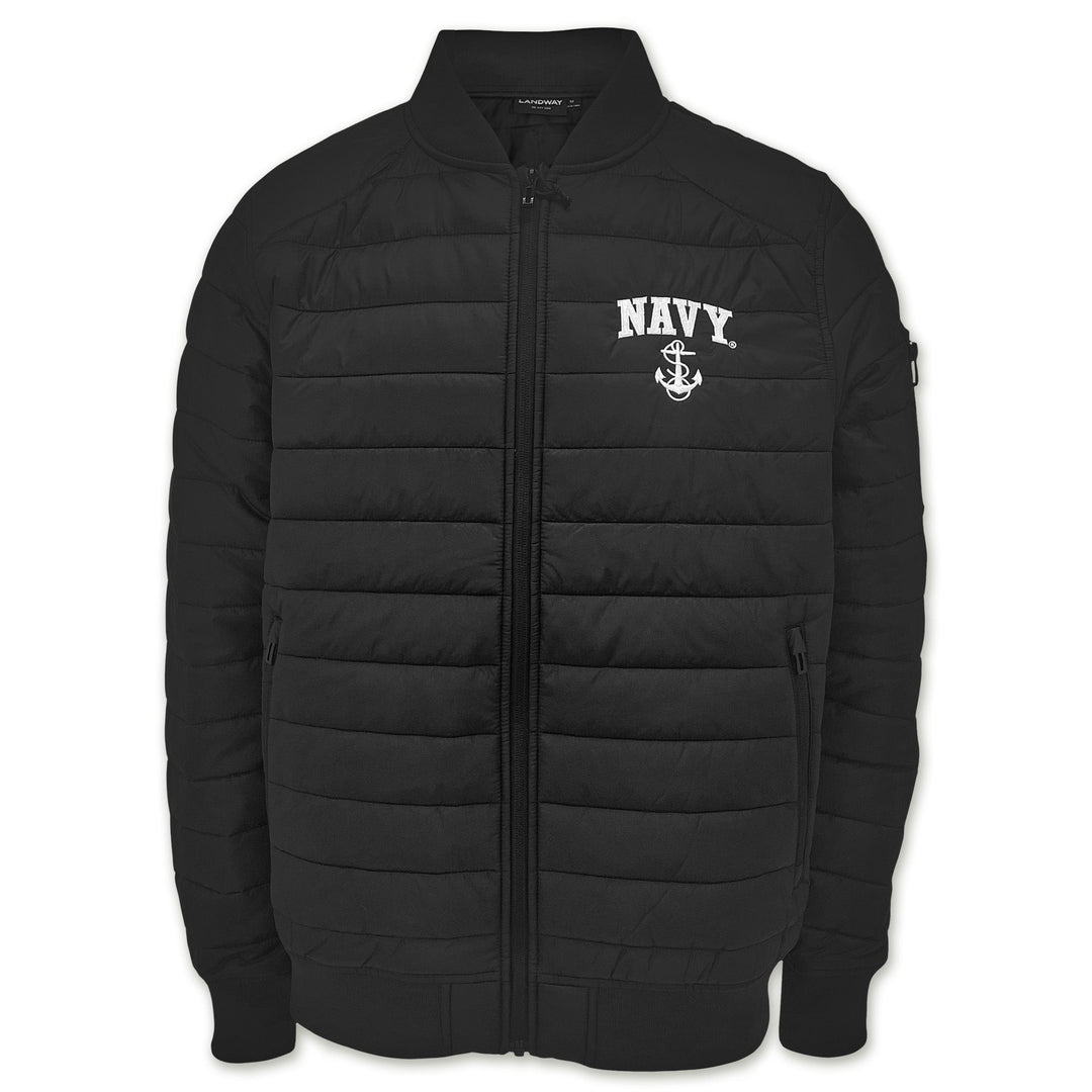 Navy Anchor Paradox Polyloft Bomber Jacket (Black)