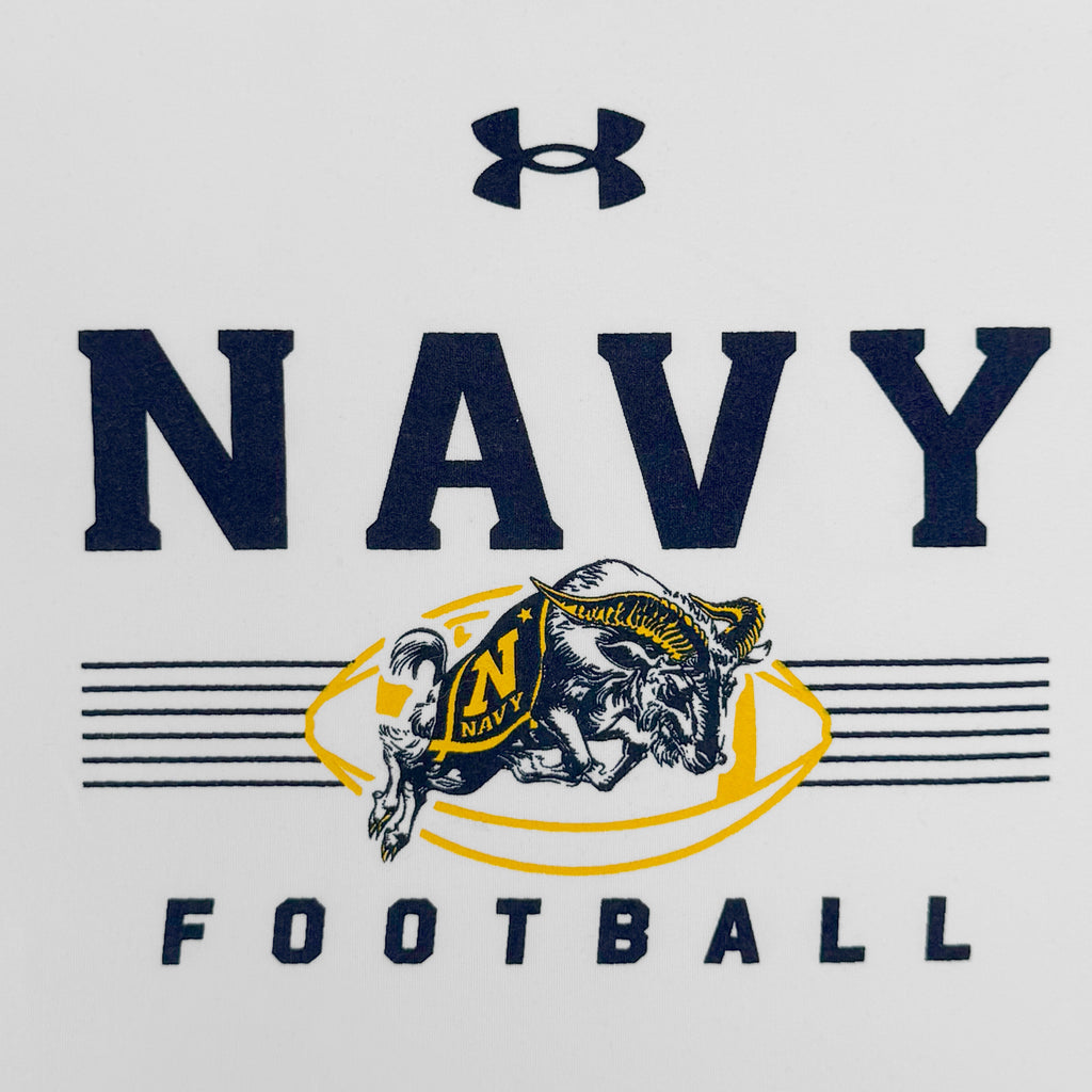 Navy Under Armour Football Tech Stretch T-Shirt (White)