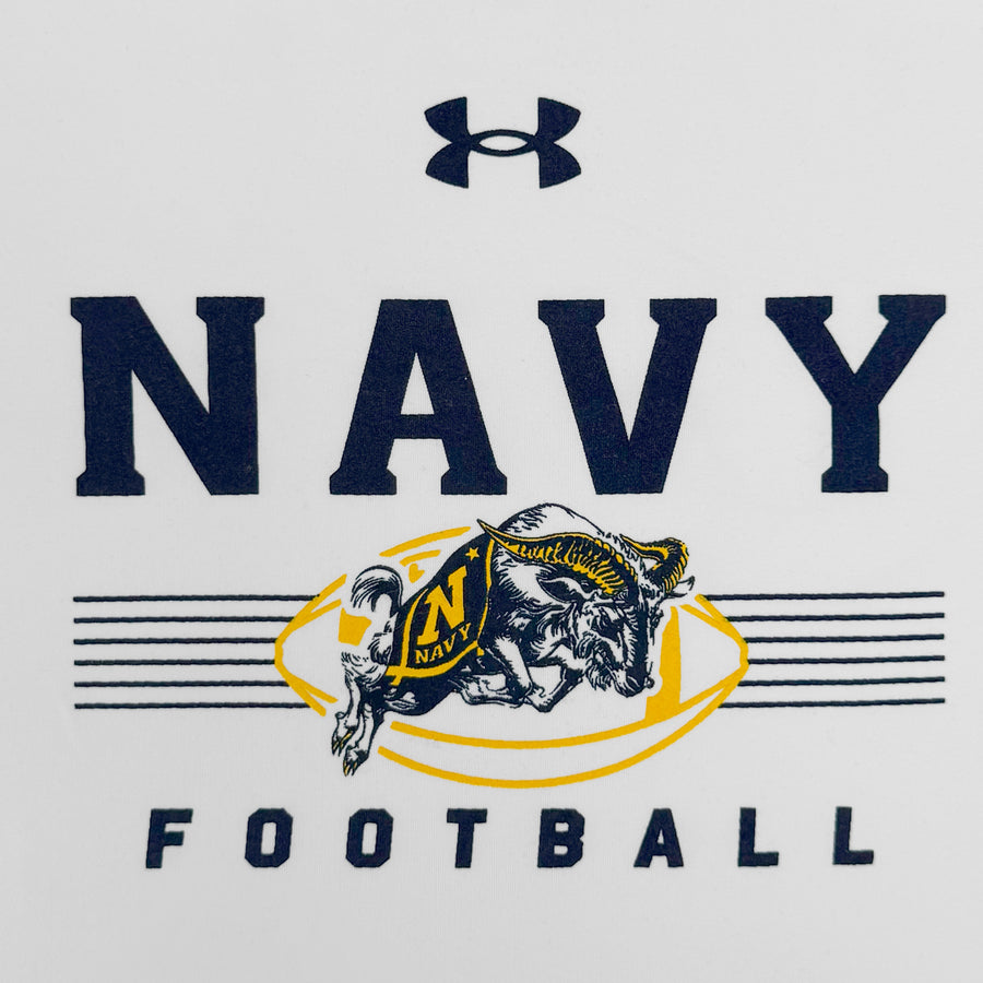 Navy Under Armour Football Tech Stretch T-Shirt (White)