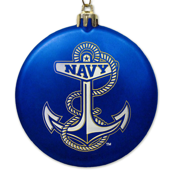 Navy 2025 Anchor 3" Satin Finish Flat Shatterproof Ornament (Blue)