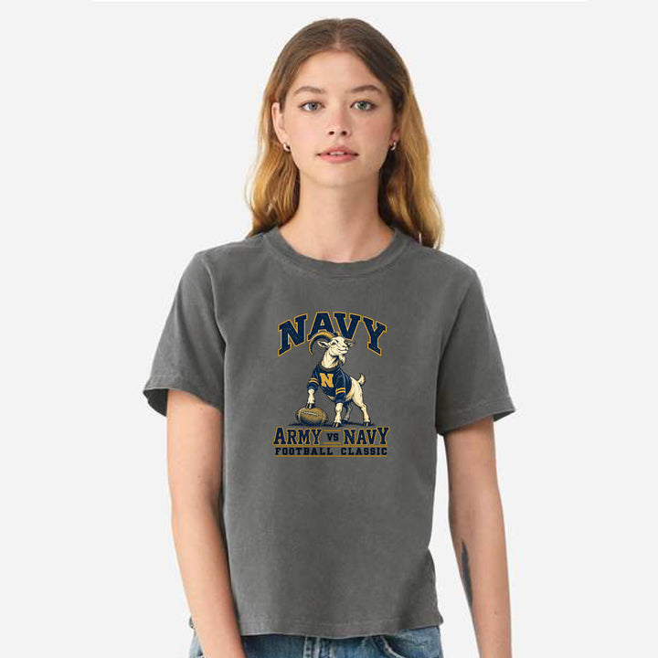 Women's Navy Football Classic T-Shirt (washed charcoal)