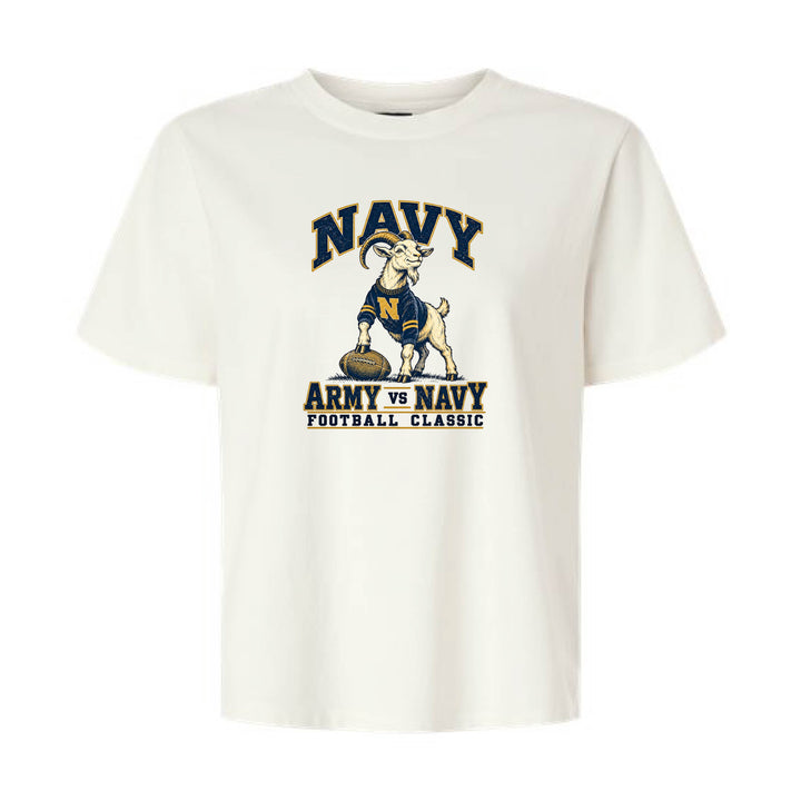 Women's Navy Football Classic T-Shirt (vintage white)