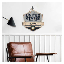 Load image into Gallery viewer, Navy Rustic Badge Logo Sign