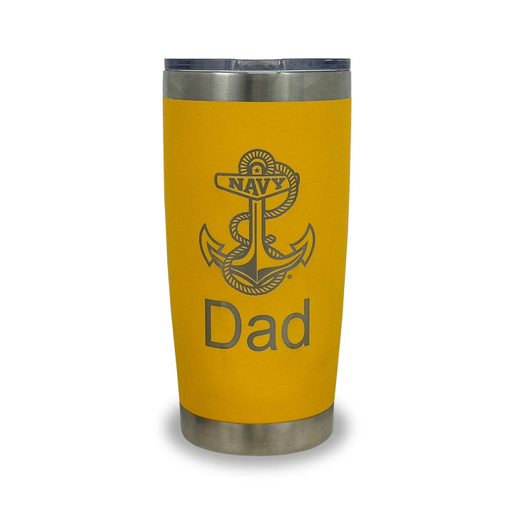 Navy Dad 20oz Stainless Steel Tumbler (Yellow)