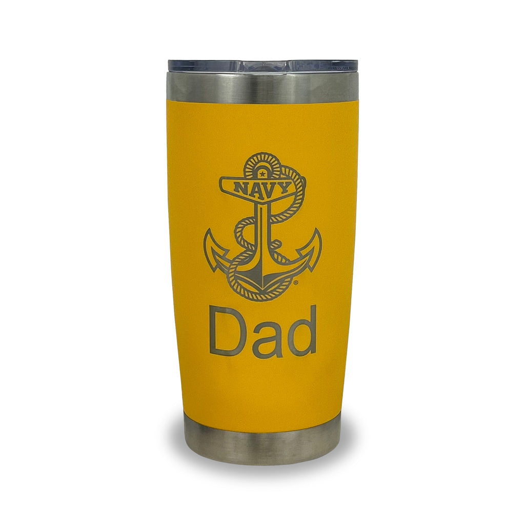 Navy Dad 20oz Stainless Steel Tumbler (Yellow)